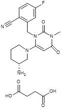 Trelagliptin-Succinat 1029877-94-8 weiß zum Quasiweißen kristallinem pulver C22H26FN5O6